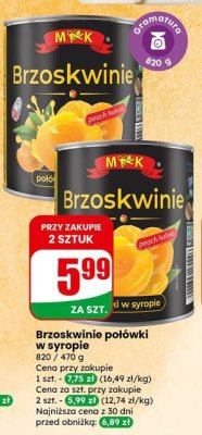 Brzoskwinie połówki w syropie promocja w Dino