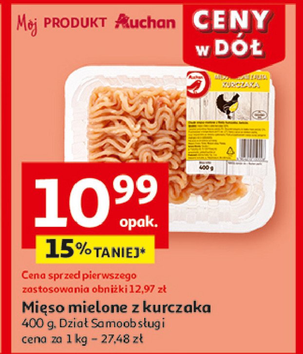 Mięso mielone z nogi kurczaka Auchan promocja