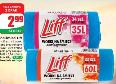 Worki na śmieci zawiązywane 60 l promocja w Dino