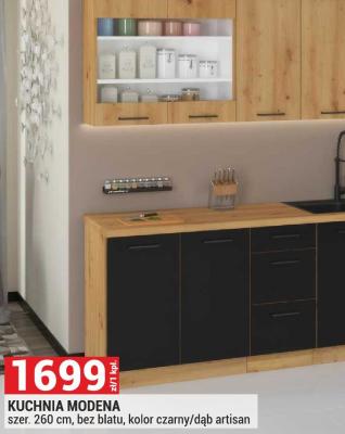 Kuchnia MODENA szer. 260 cm, bez blatu, kolor czarny/dąb artisan promocja w Merkury Market