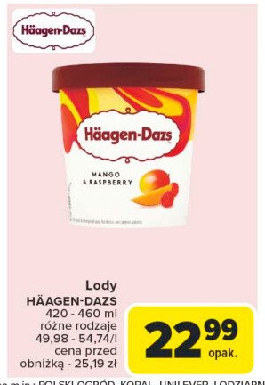Lody mango & raspberry Haagen-dazs promocja