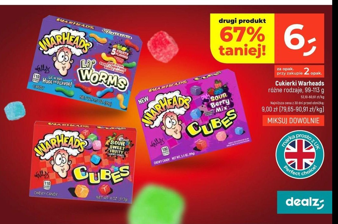 Cukierki worms WARHEADS promocja w Dealz