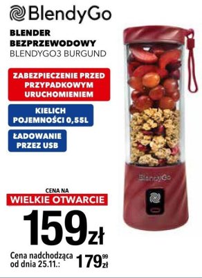 Blender bezprzewodowy BlendyGo BLENDYGO3 BURGUND promocja w RTV EURO AGD