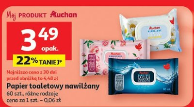 Papier toaletowy nawilżany Auchan 60 szt. promocja w Auchan