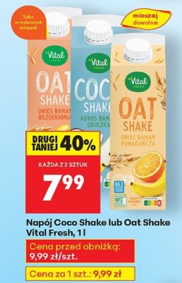 Napój Coco Shake lub Oat Shake Vital Fresh 1l promocja w Biedronka