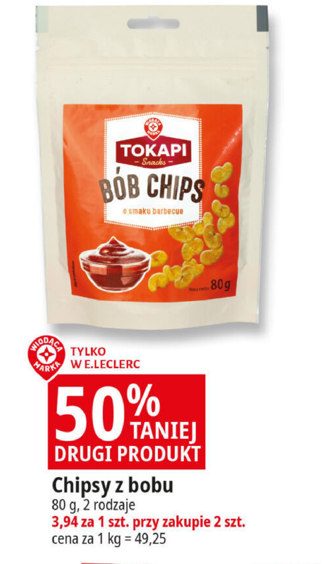 Chipsy z bobu paprykowe Wiodąca marka tokapi promocja w Leclerc