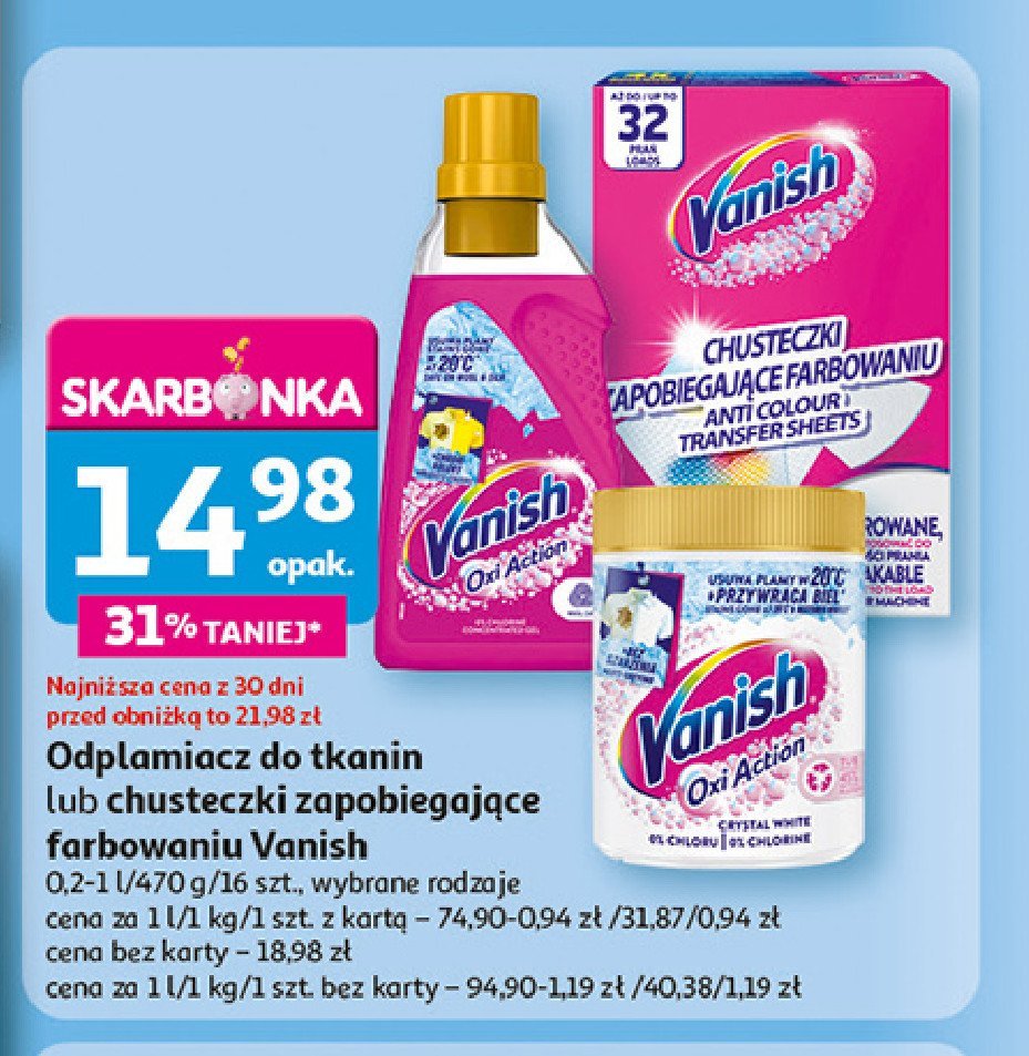 Chusteczki zapobiegające zafarbowaniu ubrań Vanish color protect promocja