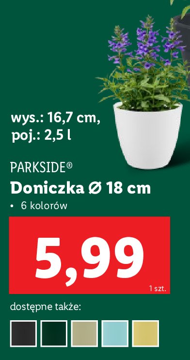 Doniczka 18 cm Parkside promocja
