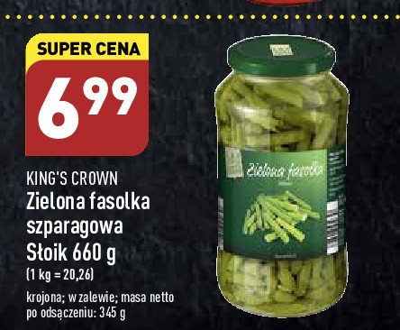 Fasolka szparagowa zielona King's crown (aldi) promocje
