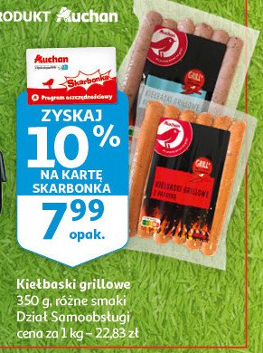 Kiełbaski grillowe z papryką Auchan różnorodne (logo czerwone) promocja