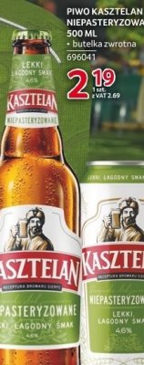 Piwo Kasztelan Niepasteryzowane 500 ml butelka zwrotna promocja w Selgros