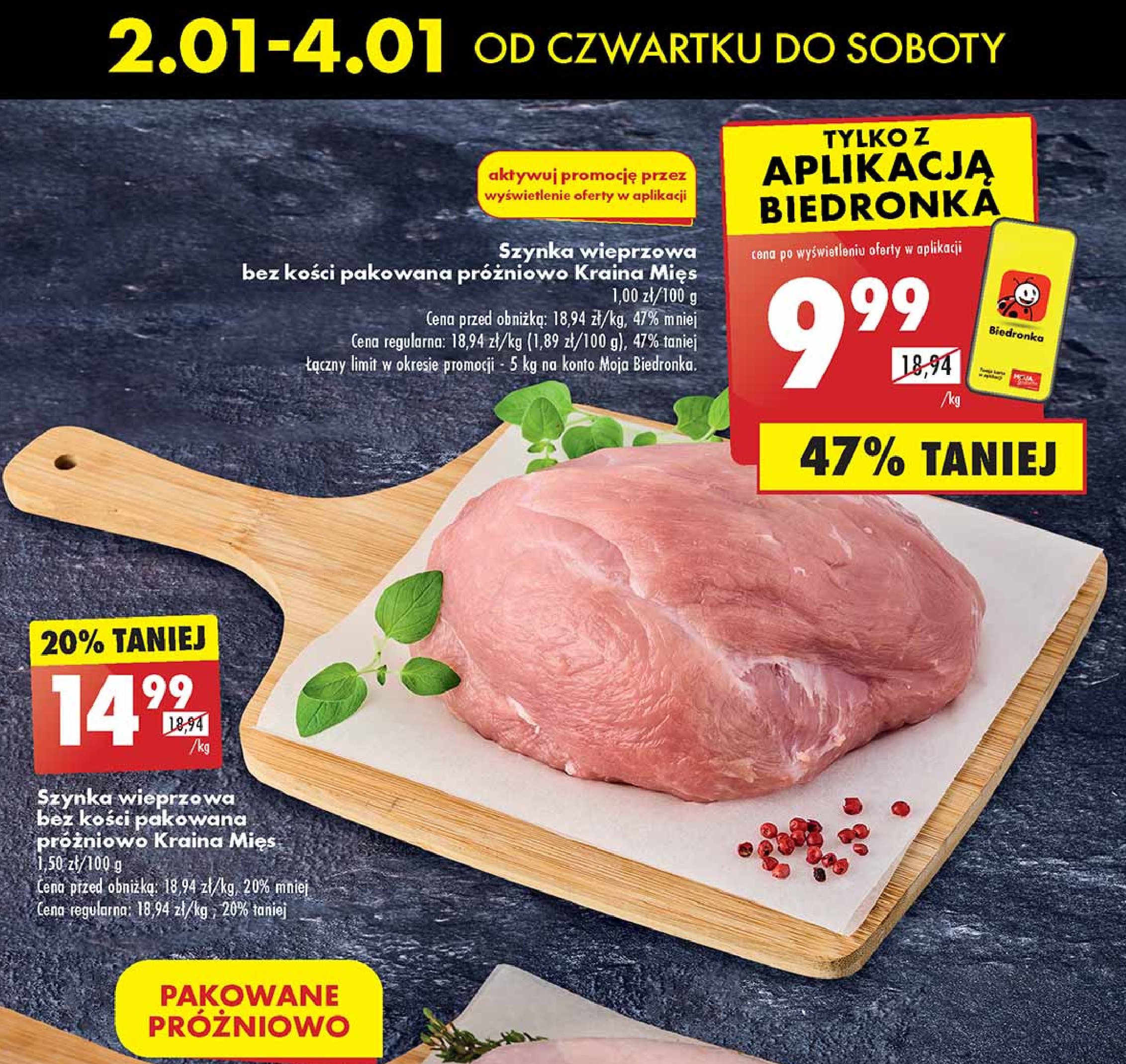 Szynka wieprzowa bez kości Kraina mięs promocja