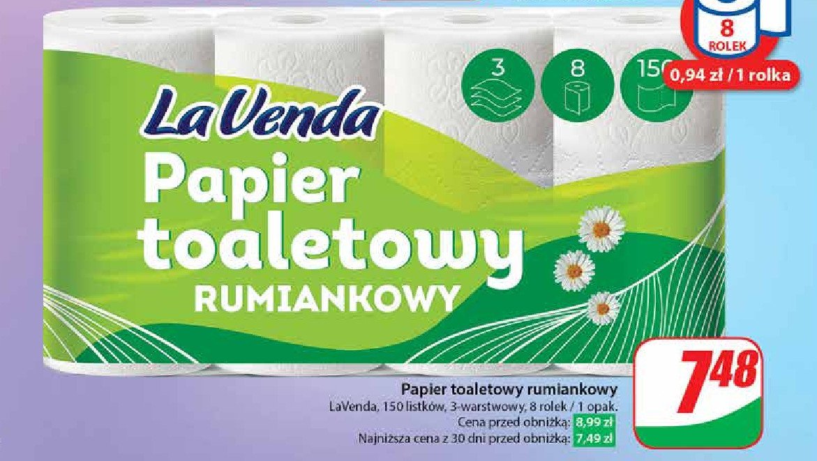 Papier toaletowy rumianek Lavenda promocja w Dino