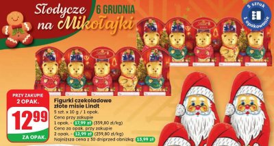 Figurki czekoladowe złote misie  promocja w Dino