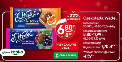 Czekolada Wedel różne rodzaje mleczna promocja w Żabka