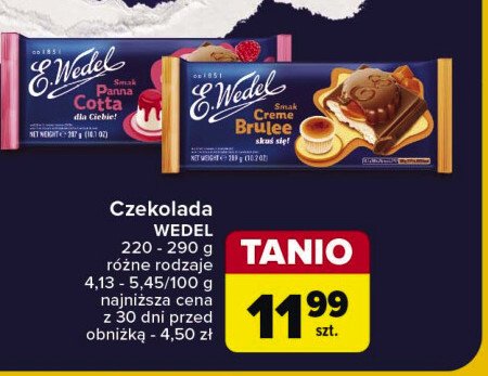 Czekolada gorzka o smaku creme brulee Wedel promocja