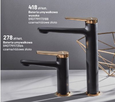 Bateria umywalkowa Kuchinox Alanis czarna/różowe złoto promocja w Castorama