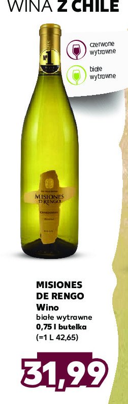 Wino wytrawne białe MISIONES DE RENGO promocja