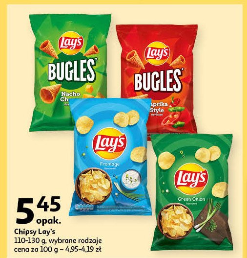 Chipsy nacho cheese Lay's bugles promocja w Auchan