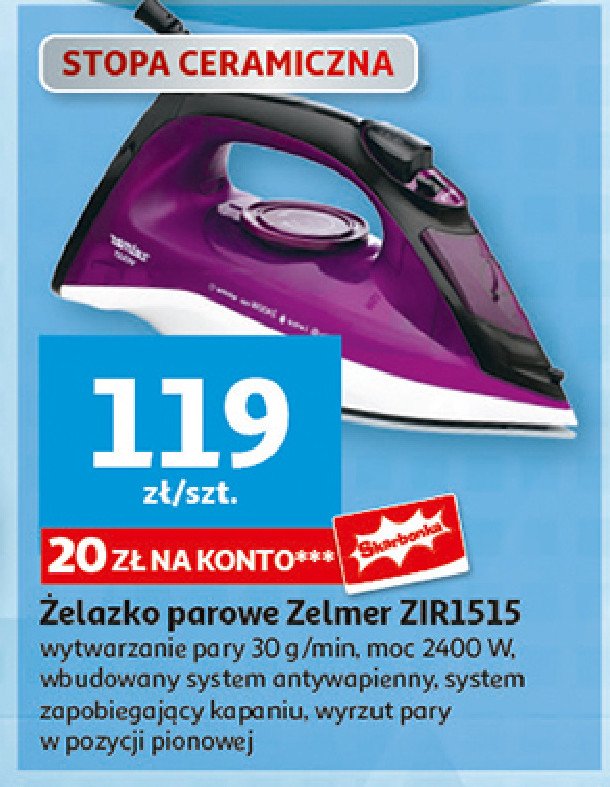 Żelazko parowe zir 1515 Zelmer promocja w Auchan