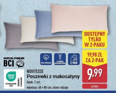 Poszewki z makosatyny 40 x 80 cm Novitesse promocja