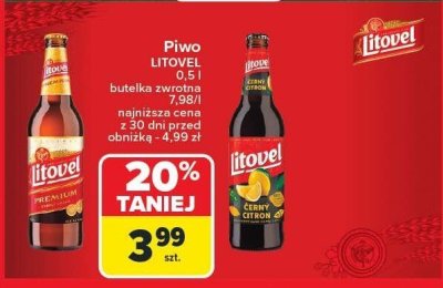 Piwo LITOVEL 0.5l butelka zwrotna promocja w Carrefour