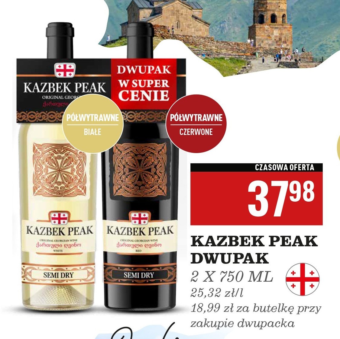 Wino czerwone + białe Kazbek peak zestaw promocja