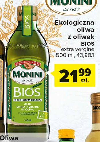 Oliwa z oliwek extra vergine MONINI BIOS promocje