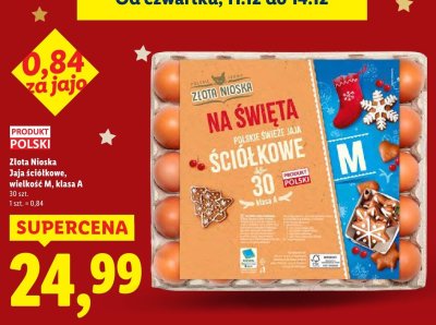 Jaja ściółkowe Złota Nioska wielkość M, klasa A promocja w Lidl