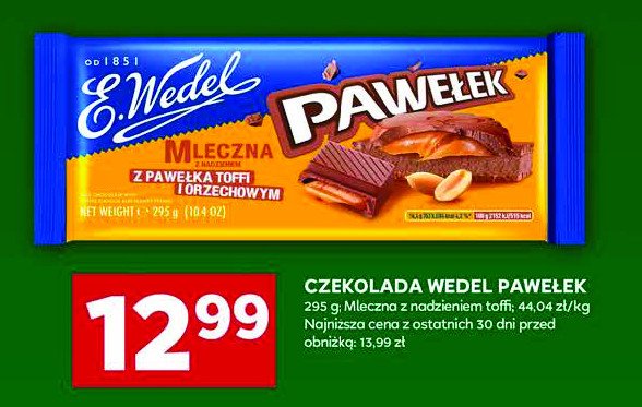 Czekolada mleczna z toffi E. wedel pawełek promocja