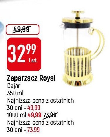 Zaparzacz szklany royal 1 l Dajar promocja