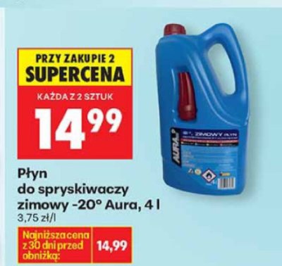 Płyn do spryskiwaczy zimowy -20° Aura, 4 l promocja w Biedronka