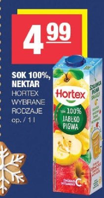 Sok 100% nektar HORTEX wybrane rodzaje promocja w SPAR