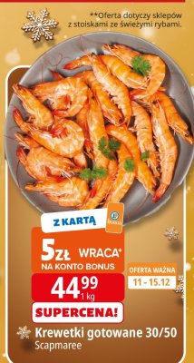 Krewetki gotowane 30/50 Scapmaree promocja w Leclerc