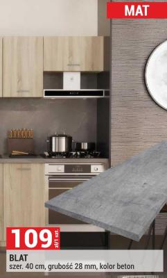 Blat szer. 40 cm, grubość 28 mm, kolor beton promocja w Merkury Market
