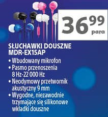 Słuchawki mdr-ex15ap różowy Sony promocja