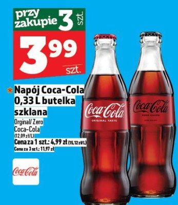 Napój Coca-Cola 0,33L butelka szklana promocja w TOPAZ