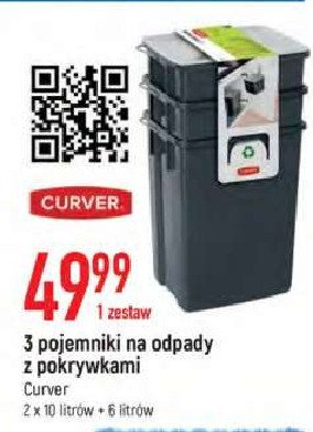 Pojemniki na odpady z pokrywkami 2 x 10 l + 6 l Curver promocja
