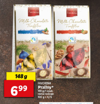 Praliny z nadzieniem o smaku migdałów Favorina promocja