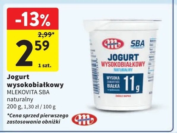 Jogurt naturalny wysokobiałkowy Mlekovita sba promocja