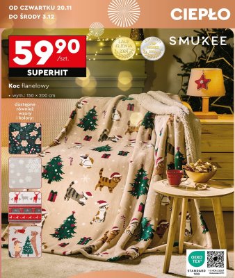 Koc flanelowy SMUXEE promocja w Biedronka