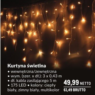 Kurtyna świetlna wewnętrzna/zewnętrzna wym. (szer. x dł.): 3 x 0,43 m, 175 LED, ciepły biały, zimny biały, multikolor promocja w Makro
