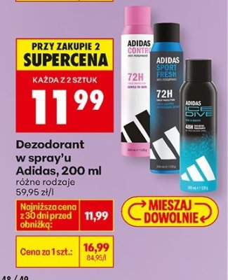 Dezodorant w spray'u lub antyperspirant Adidas, 200 ml promocja w Biedronka