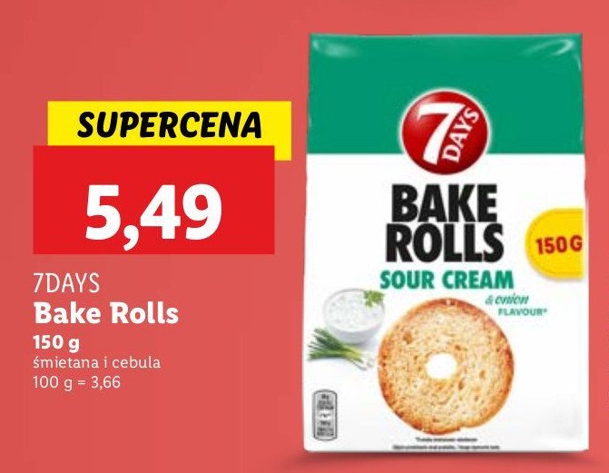 Bake rolls sour&cream 7 days bake rolls promocja w Lidl