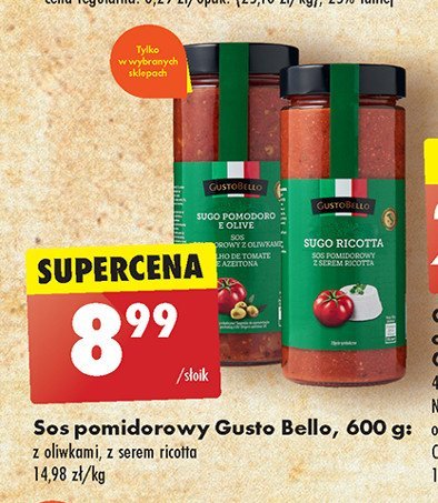 Sos pomidorowy z serem ricotta Gustobello promocja