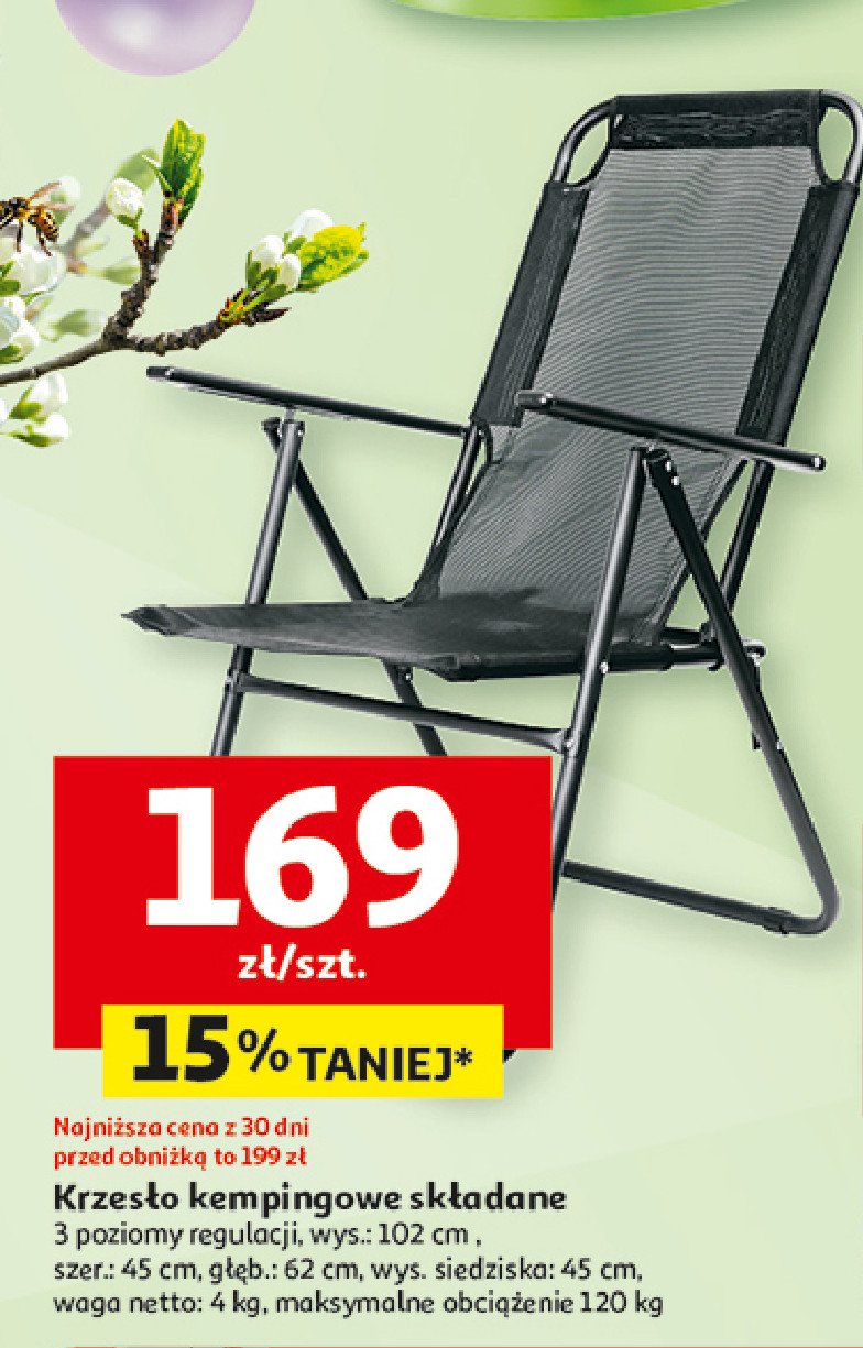 Krzesło kempingowe składane promocja w Auchan