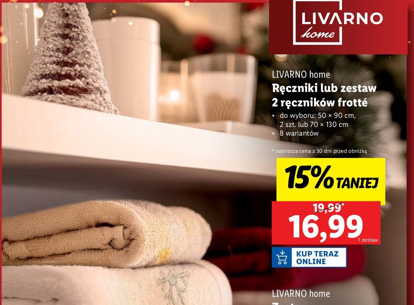 Ręczniki frotte 50 x 90 cm LIVARNO HOME promocja