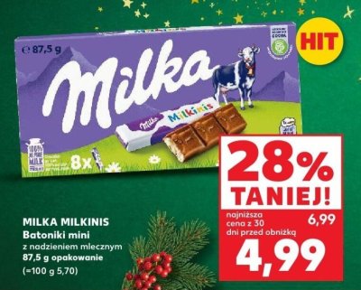 Batoniki mini z nadzieniem mlecznym MILKA MILKINIS promocja w Kaufland