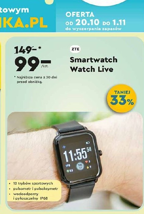 Smartwatch live ZTE promocja w Biedronka