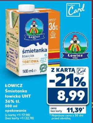 Śmietanka łowicka UHT 36% tł. promocja w Kaufland